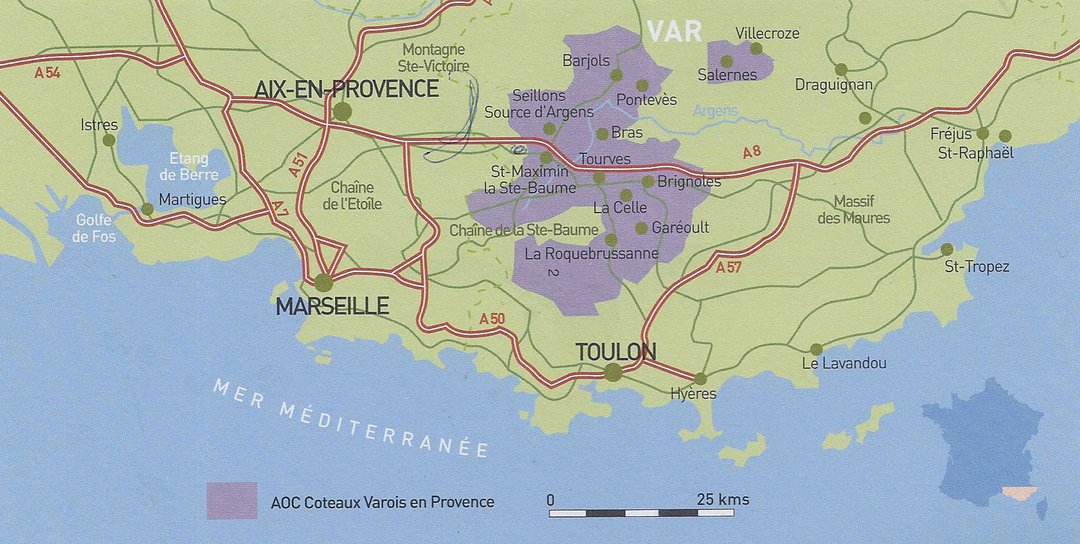 The AOC Coteaux Varois en Provence region